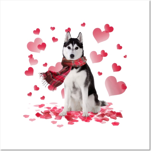 Husky Hearts Love Happy Valentine's Day Wall Art by cyberpunk art